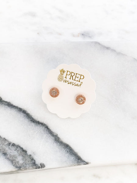 Cubic Zirconia Halo Stud Earrings