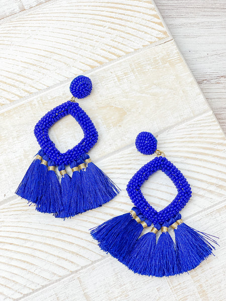 Seed Bead Fringe Dangle Earrings