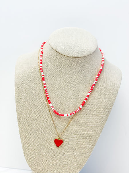 Layered Enamel Heart Necklaces