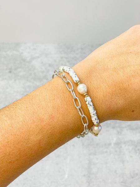 Rubber Disc & Chain Link Bracelet Duo