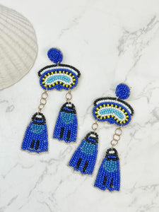 Scuba Diving Beaded Dangle Earrings