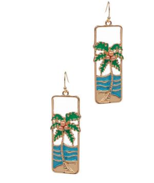 Seaside Metal & Enamel Portrait Dangle Earrings