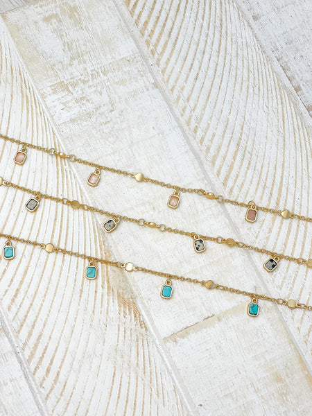 Semi Precious Dangle Charm Necklaces