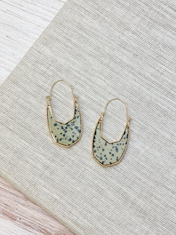 Semi Precious Geo Stone Earrings - Spotted
