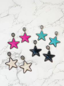 Semi Precious Star Statement Earrings
