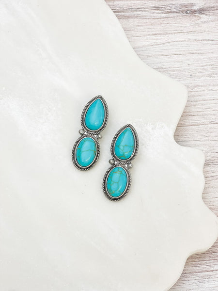 Semi Precious Stone Drop Earrings