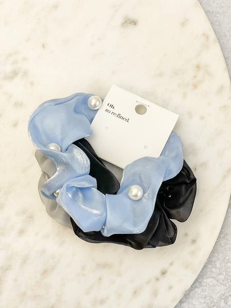 Sheer Pearl Scrunchie Set of 3