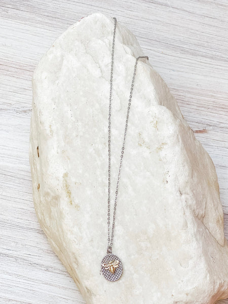 Oval Bee Pendant Necklaces
