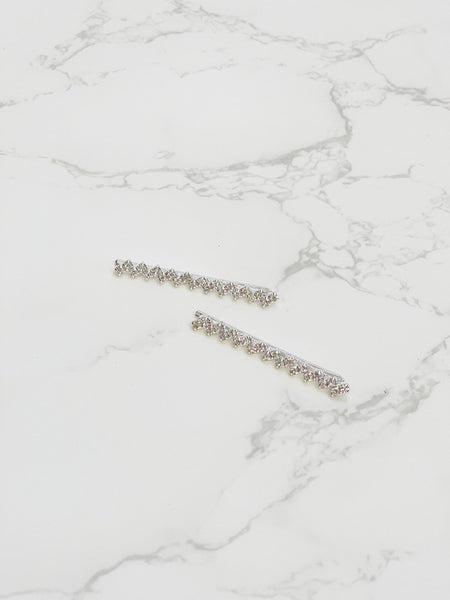 Silver Rhinestone Zig Zag Hair Pin Set