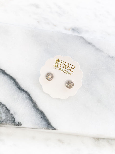 Cubic Zirconia Halo Stud Earrings