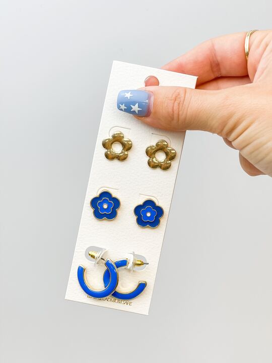 Simple Enamel Flower Earrings Sets