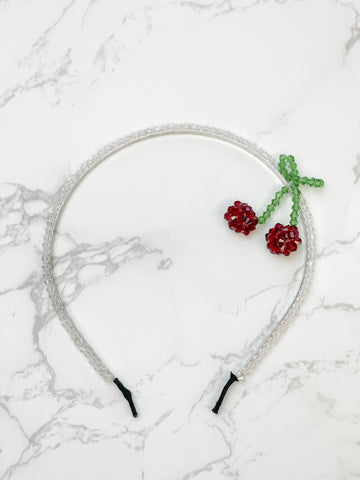 Skinny Cherry Beaded Headband