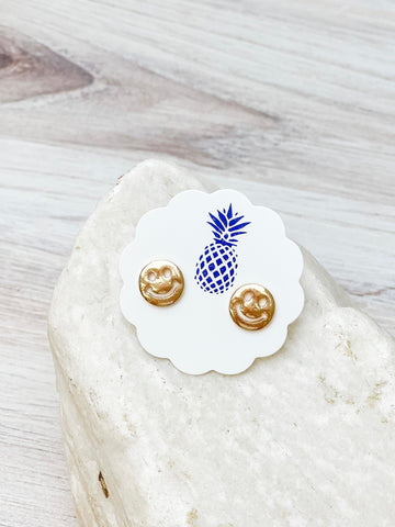 Happy Stud Earrings - Gold