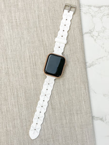 Cutout Snowflake Smart Watch Band - White