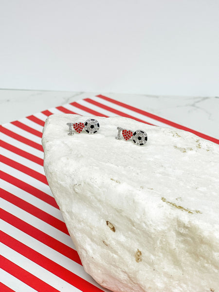 Love Sports Rhinestone Stud Earrings
