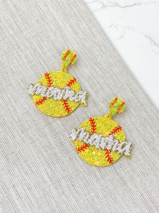 Sports Mama Glitter Dangle Earrings