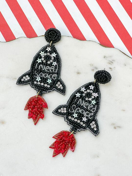 'I Need Space' Beaded Statement Earrings