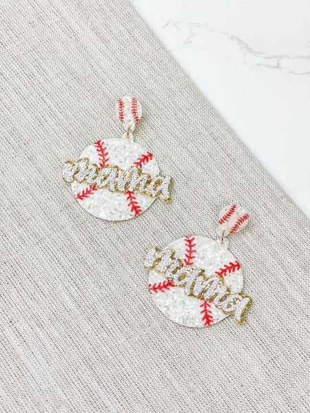 Sports Mama Glitter Dangle Earrings