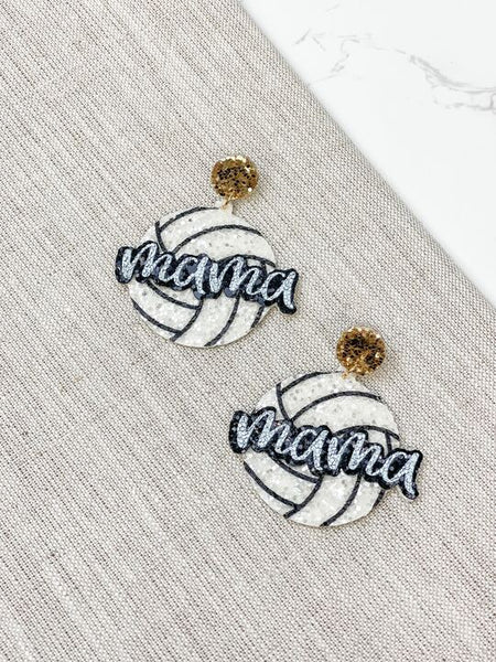 Sports Mama Glitter Dangle Earrings