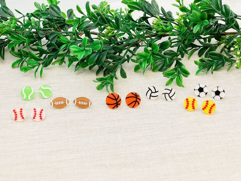 Glitter Acrylic Sports Stud Earrings