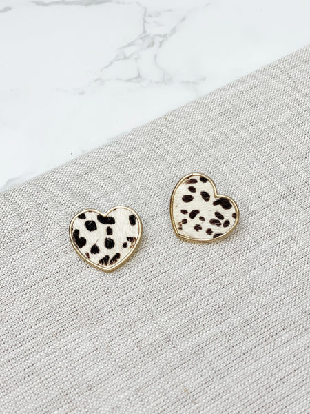 Spotted Heart Textured Stud Earrings