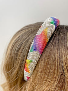 Glitzy Rhinestone Padded Headband - Rainbow Stars
