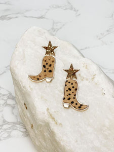 Star Cowboy Boot Enamel Dangle Earrings