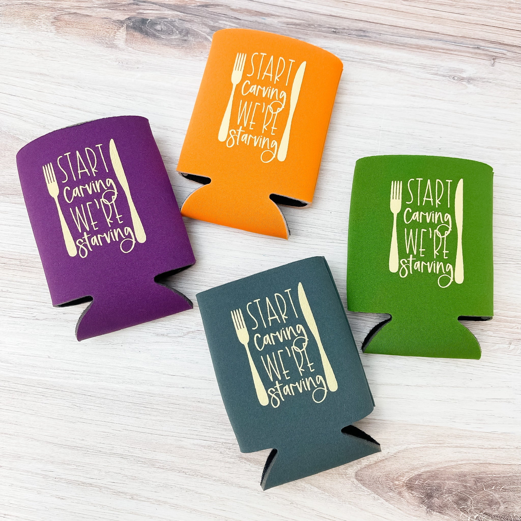 'Start Carving, We're Starving' Drink Huggers