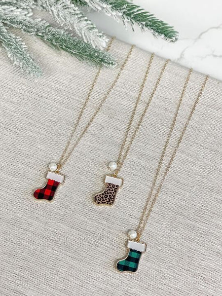 Printed Stocking Pendant Necklaces