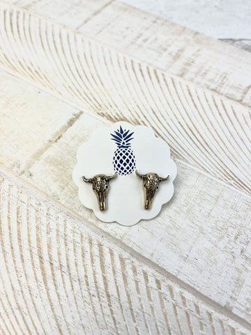 Long Horn Stud Earrings