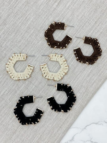 Studded Suede Hoop Earrings