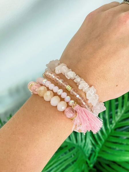 Tassel Stretch Beaded Bracelet Stacks