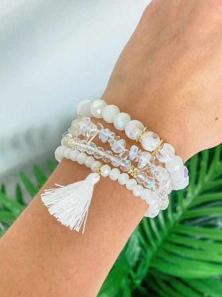 Tassel Stretch Beaded Bracelet Stacks