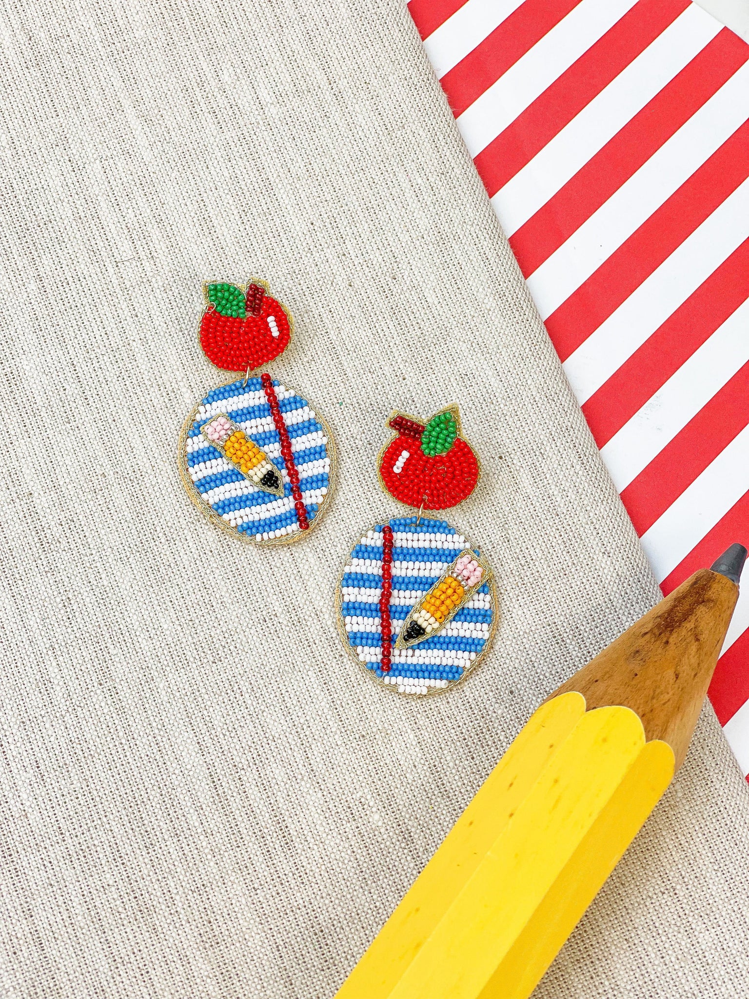 Apple Notebook Beaded Dangle Earrings