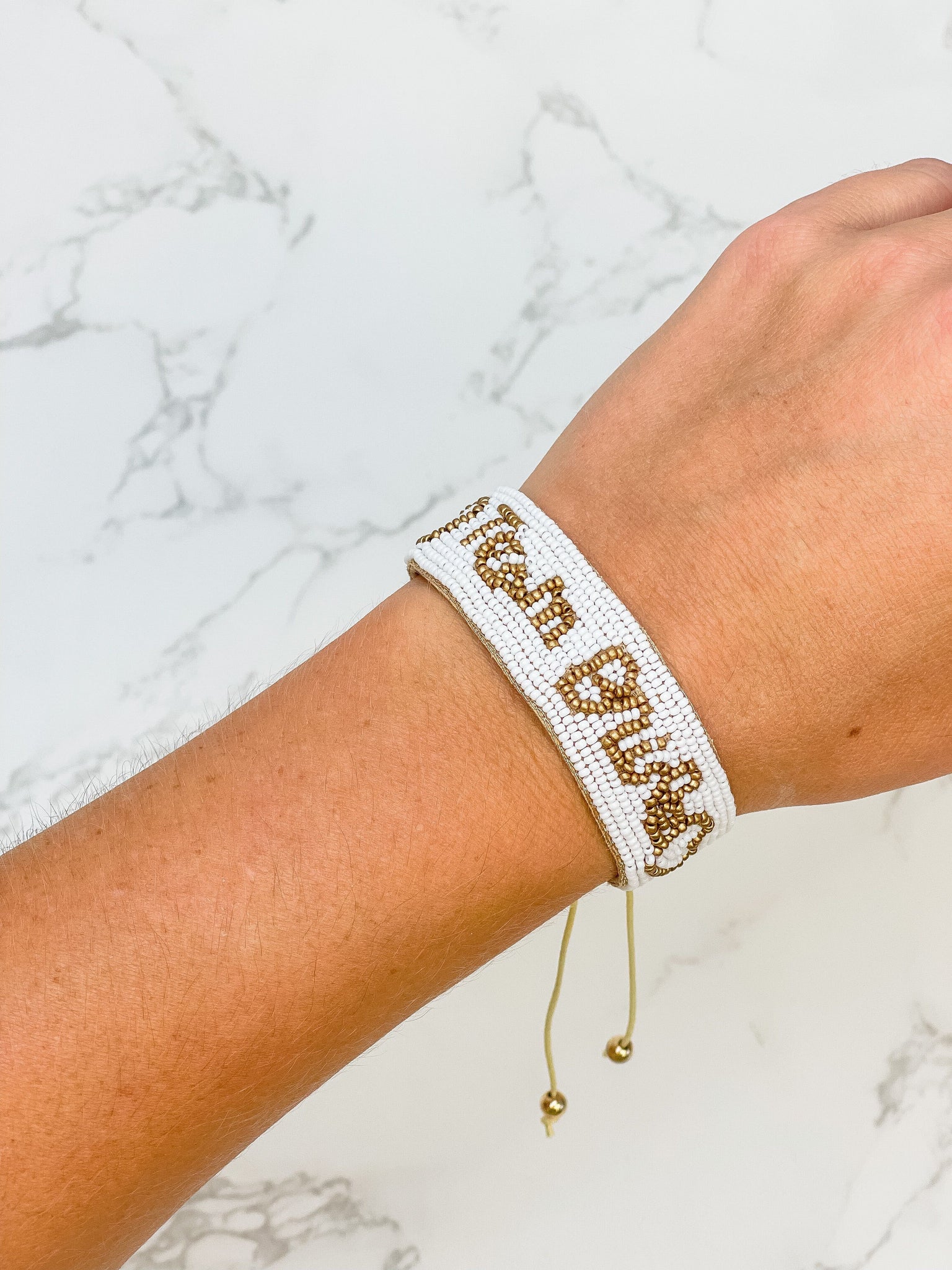 'Team Bride' Beaded Adjustable Bracelet