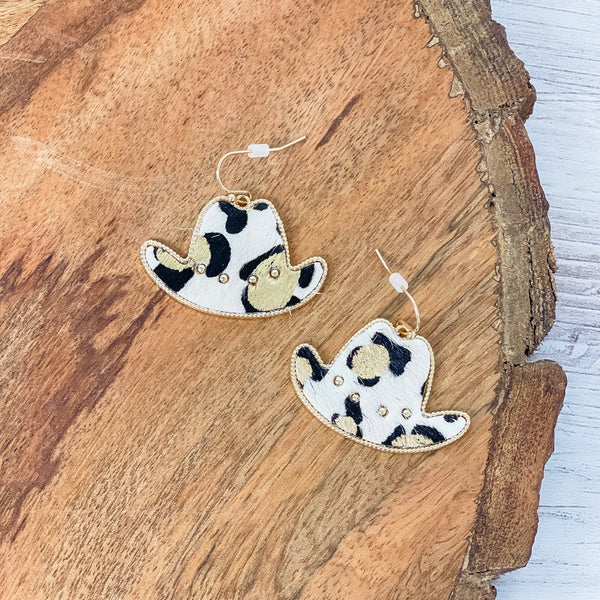 Textured Gold Metallic Rodeo Dangle Earrings