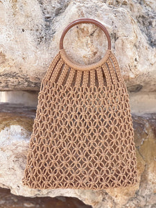 Wooden Top Handle Crochet Bag