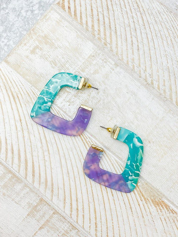 Acrylic Square Hoop Earrings