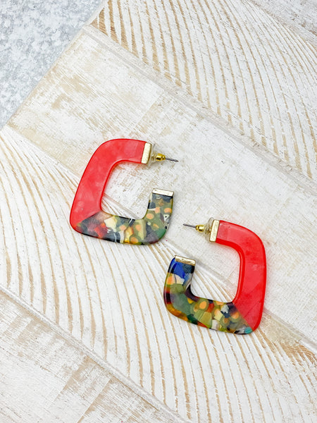 Acrylic Square Hoop Earrings