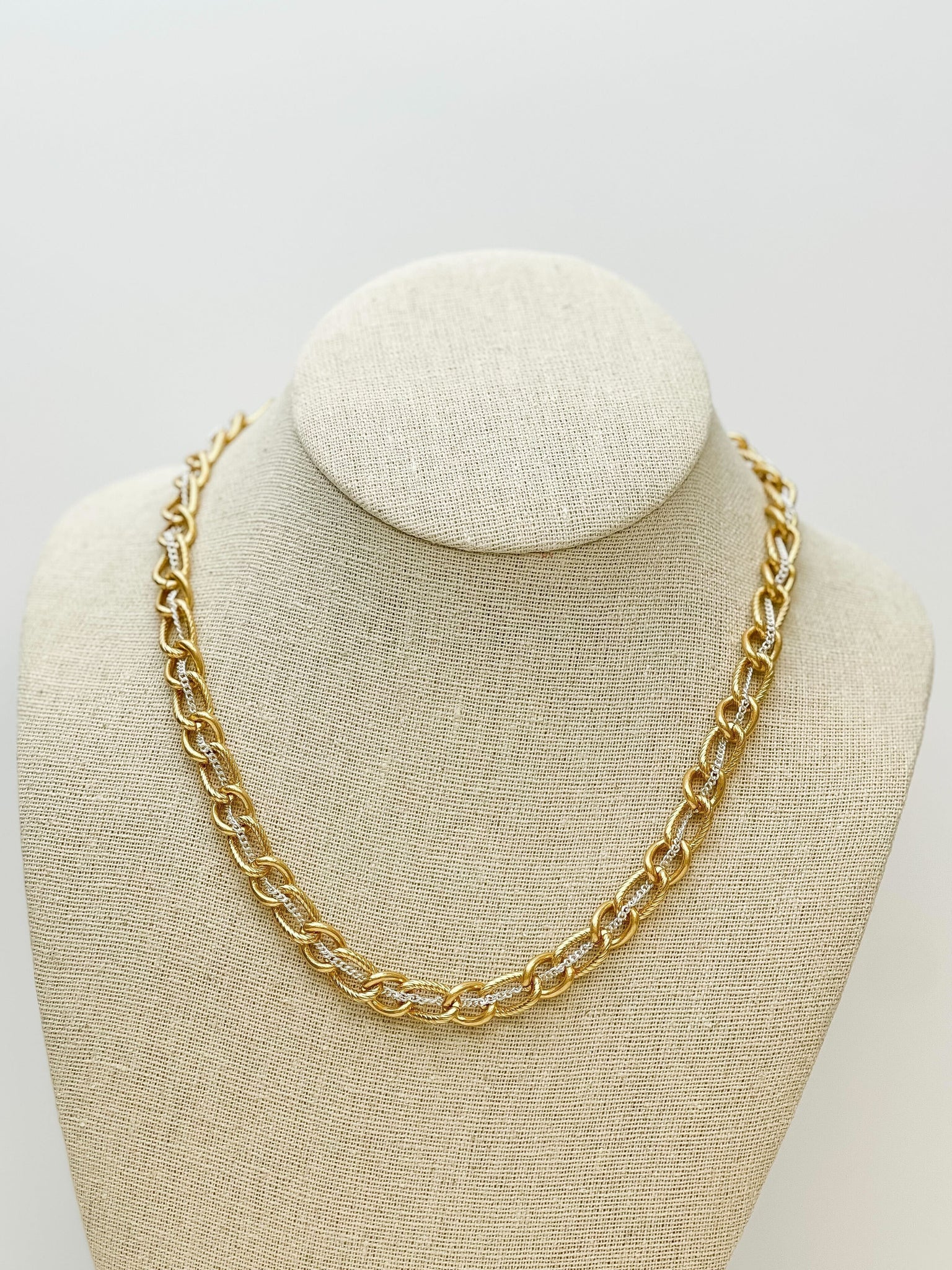Two Tone Gold Plated Link Necklace