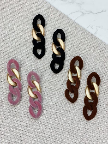 Velvet Chain Link Dangle Earrings