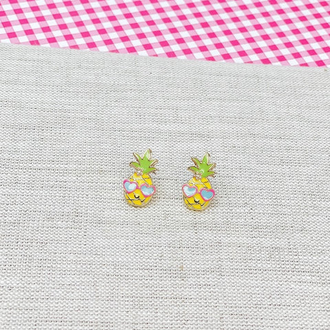 Vacation Pineapple Enamel Stud Earrings