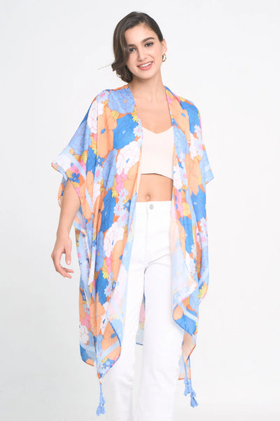 Floral Print Kimono - Blue