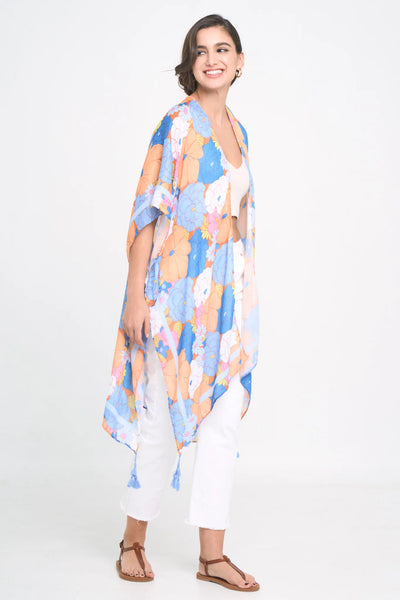 Floral Print Kimono - Blue