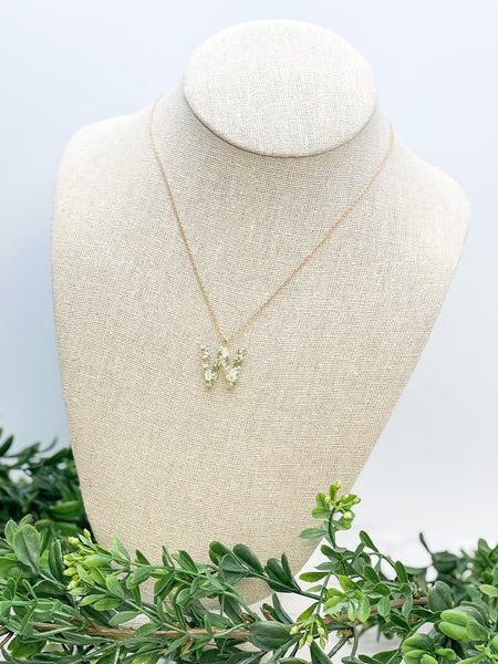 Flower Initial Pendant Necklaces