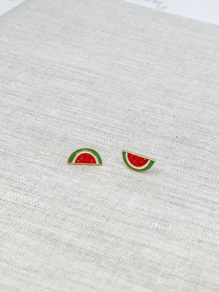 Watermelon Enamel Stud Earrings