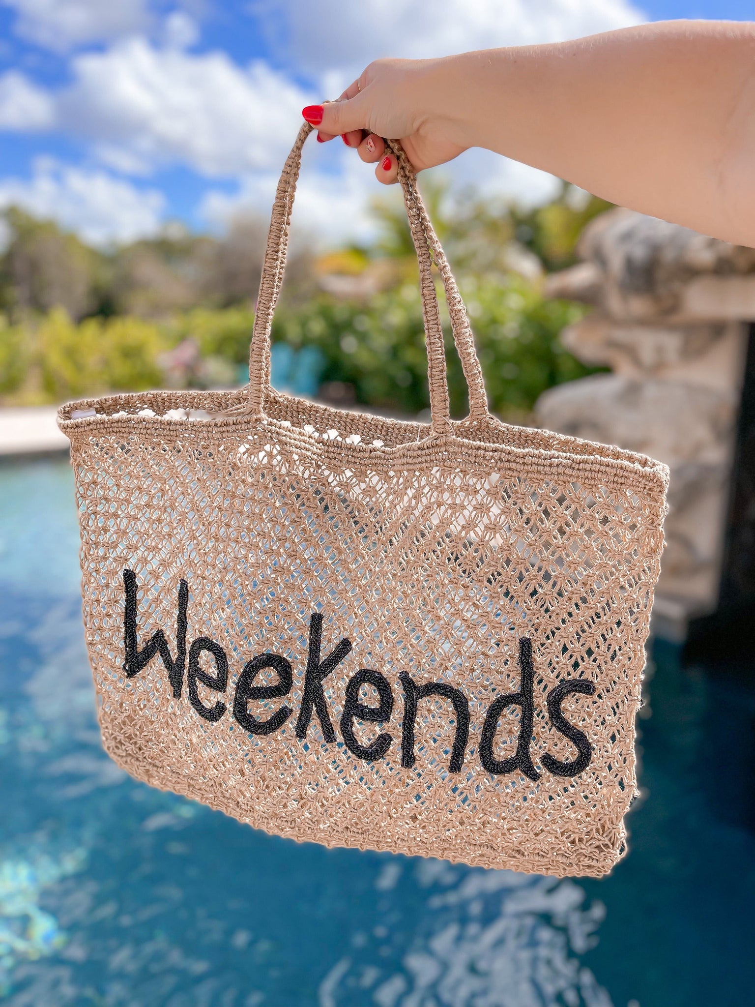 'Weekends' Jute Tote Bag