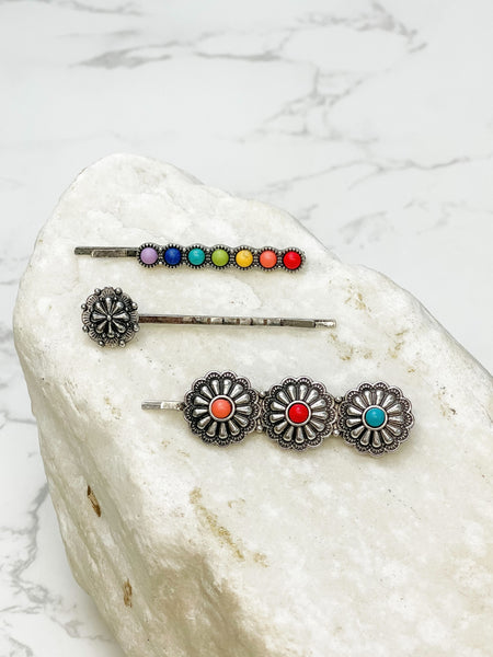 Western Rainbow Hair Pin Set of 3