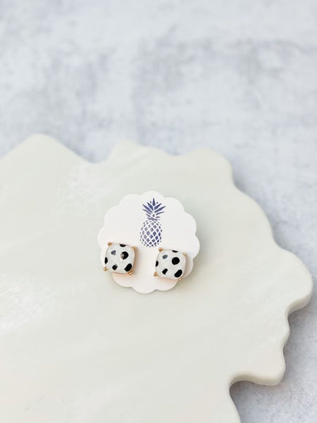 Dalmatian Spotted Stud Earrings