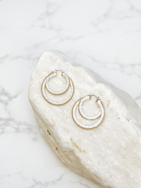 Gold Ball Double Hoop Earrings